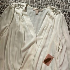 Sequence/beaded shoulder blouse